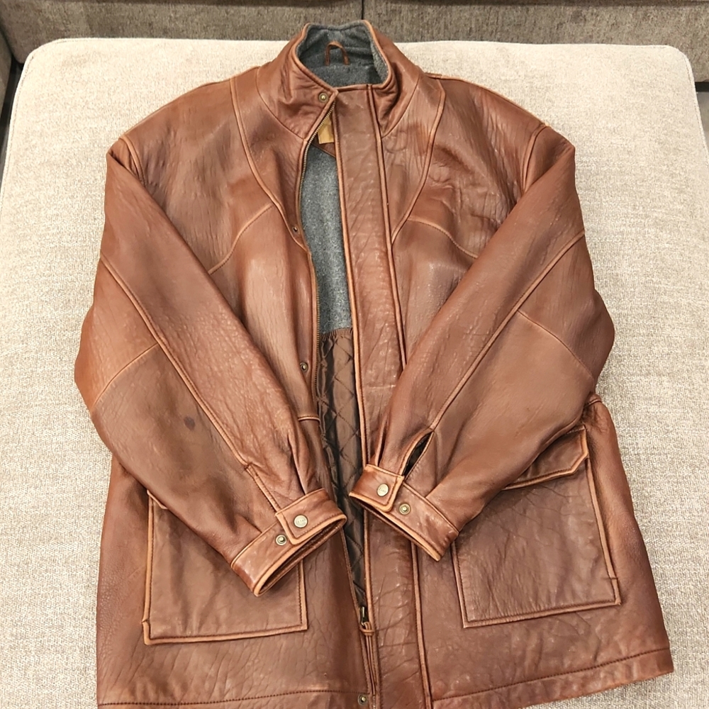 Cezani Leather Coat Large Brown